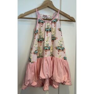 Little Wings Organic Pink Striped Ballerina Bunny Bubble Hem Dress Easter Sz 4
